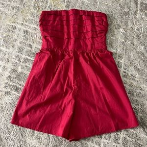 Abercrombie & Fitch Emerson Linen-Blended Rutched Strapless Romper